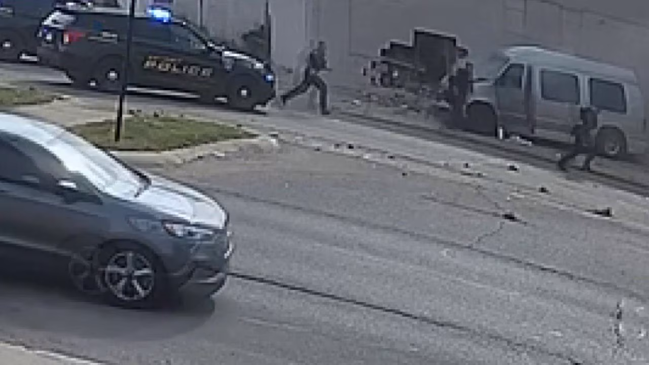 Wild crash after carjacking suspect flees police